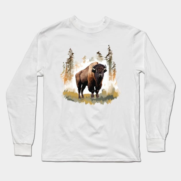 American Bison Long Sleeve T-Shirt by zooleisurelife